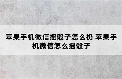 苹果手机微信摇骰子怎么扔 苹果手机微信怎么摇骰子